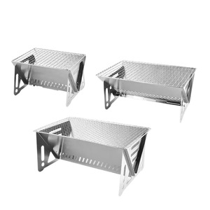 Outdoor Folding Card Stove Stainless Steel Portable Camping <b>Grill</b> With <b>Mesh</b> Grate <b>For</b> Barbecue Firewood Use - Product Image 5
