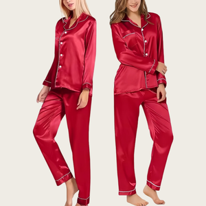 Set di pigiami in raso di seta per <span class=keywords><strong>uomo</strong></span> e donna <span class=keywords><strong>camicia</strong></span> a due pezzi a maniche corte con pantaloni lunghi del <span class=keywords><strong>pigiama</strong></span> - Product Image 6