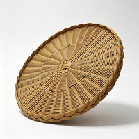 Set de table en rotin synthétique PP tressé à la main, marron, écologique, réutilisable, imperméable, résistant à la moisissure, diamètre 400 mm