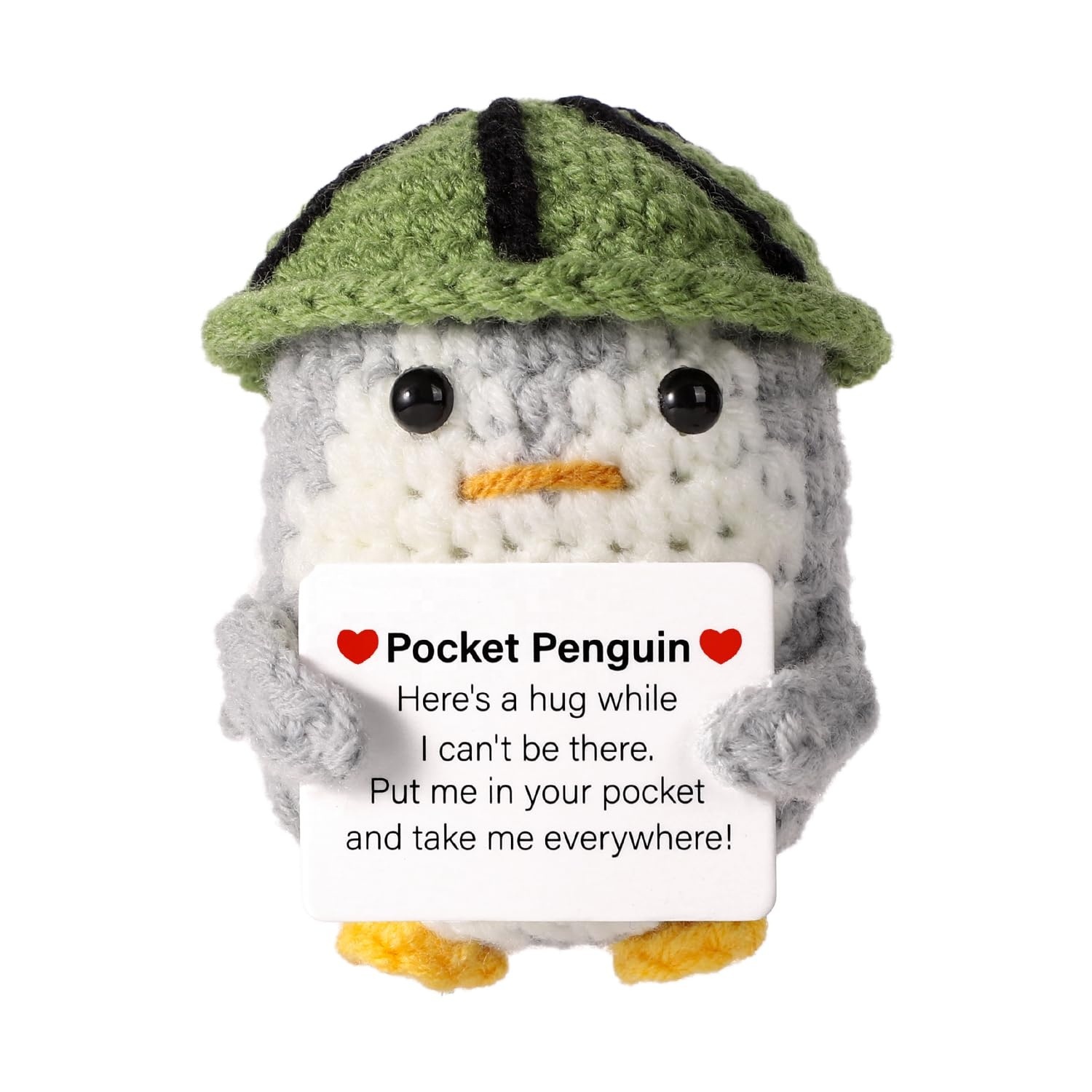 Süßer Positiver Pinguin – 6,5 Cm Groß, Gehäkeltes Spielzeug Mit Ermutigungskarte – Perfekt Als Geschenk & Deko