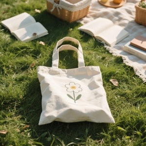 Sacs fourre-tout en toile de coton bio réutilisables et écologiques en gros avec logo personnalisé à bas prix - Product Image 5