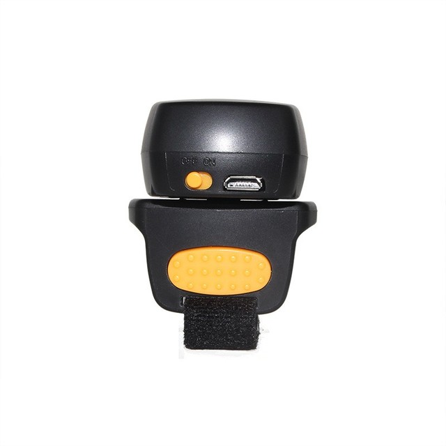 USB Interface Mini Wireless 1D/2D Barcode Scanner Lord Rings Style Handheld Black 1-Year Warranty for Cloud Warehouse Logistics