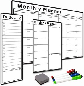 Lavagna bianca magnetica calendario frigo utile Menu Planner lista della spesa settimanale personalizzata per una facile scrittura e pulizia <span class=keywords><strong>bacheca</strong></span> - Product Image 1