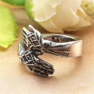European American Style Titanium Steel Arched Hand <b>Ring</b> Men's Punk Geometric Animal Shape Double <b>Finger</b> <b>Ring</b> 212003 - Product Image 3