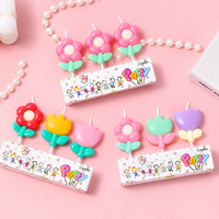 Bougies d'anniversaire colorées et mignonnes en forme de dessins animés, formes variées (cœur, animal, fleur, visage souriant) pour décorations de gâteaux d'enfants