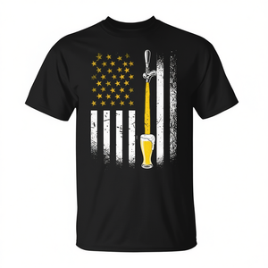 Camiseta con diseño de bandera americana de Beer Tap para hombres y mujeres, camiseta para beber - Product Image 2