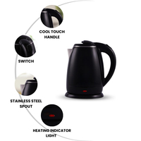 Bouilloire électrique portable en acier inoxydable 2L, arrêt automatique, protection contre l'ébullition à sec, chauffage rapide 1500W pour usage domestique et hôtelier