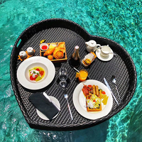 Panier flottant multifonctionnel en rotin PP pour piscine et salle de bain d'hôtel, plateau de rangement réutilisable pour aliments
