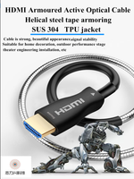 Cable de Fibra Óptica HDMI Blindado AOC 8K 4K 10M 15M 20M 30M 50M 100M, Cable Óptico Activo para Proyector HDTV