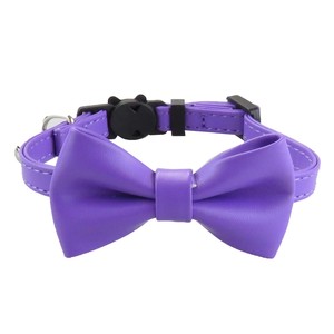 Elegant Solid PU Cat Collars with Bowknot and <b>Bell</b> Adjustable Buckle Design for Small Cats All Seasons Fashion Style - Product Image 5