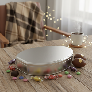 Kontensan L489 3.5 Lt <b>Egg</b> Shaped Tin Box 312x243mm X H50mm Slip Lid for Candy and <b>Chocolate</b> Turkey - Product Image 3