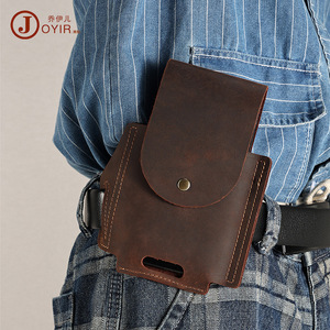 Bolso de cintura para teléfono móvil de cuero genuino para hombre con cinturón, diseño retro para uso diario - Product Image 3