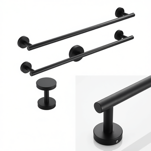 Juego de accesorios para baño, de metal negro mate, cilíndrico, con tornillos, de diseño moderno, de 25 pulgadas o más para una organización óptima del baño - Product Image 1