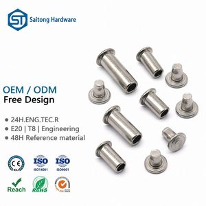 Rivets semi-tubulaires mâles et femelles en acier inoxydable 304 sur mesure, 2 mm, finition brillante, fixation ISO9001 pour manches de couteaux et outils de coupe - Product Image 1