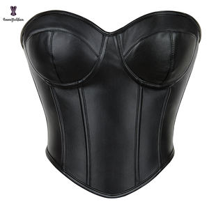 Corsetti Sexy De Mujer in pelle scollata senza schienale avvolti a fiori petto Fishbone Sexy Bustier corsetto Top Underbust corsetto - Product Image 3