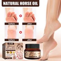 EELHOE Crème pour les pieds à l'huile de cheval Massage réparateur de la peau anti-gerçures pour les pieds rugueux secs et craquelés Soins des pieds