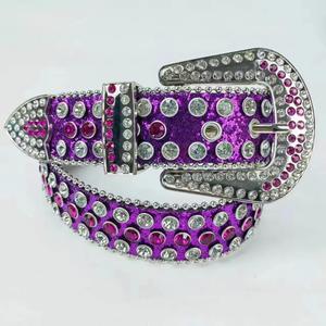 Cinturón de Cuero de Lujo con Hebilla de Calavera de Cristal Brillante, Estilo Hip Hop, a la Moda, Impermeable, con Diamantes de Imitación, Directo de Fábrica - Product Image 2
