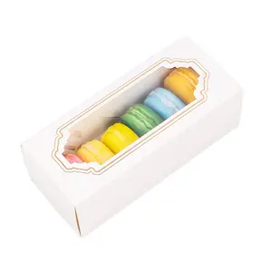 Baked Biscuit Moon Marcaron Cake Food Packaging Box Drawer Box Transparent PET Window-opening White Macaron Box