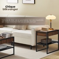 Tables de chevet en noyer avec station de charge, tables d'appoint, petites tables de chevet pour chambre à coucher