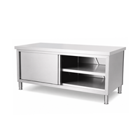 Armoire de cuisine en acier inoxydable avec porte coulissante de 1500 à 1800 mm, plan de travail en acier inoxydable pour restaurant