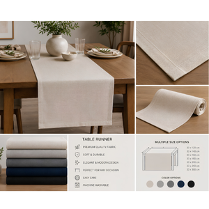 Wholesale Linen Look Cotton <b>Table</b> <b>Runner</b> Elegant Mitered Corner Hotel Restaurant <b>Dining</b> <b>Table</b> Decor Supplier Denizli Turkey OEM - Product Image 6