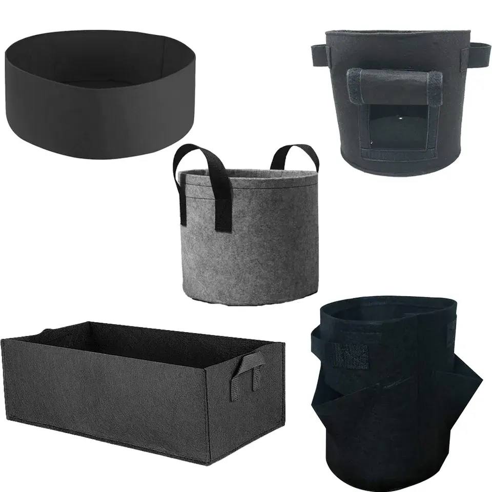 Heavy Duty Thickened Nonwoven Fabric Plant Pots with Handles Black 10 Gallon Grow Bags Garden Planter Growing Pots
