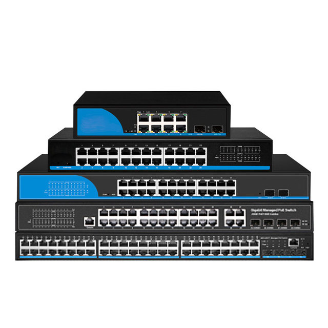 PoE switch 4 8 16 24 48 ports 10/100/1000/2500Mbps managed 48V Ethernet network fiber switch af/at/bt POE media converter