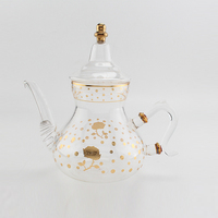 Théière en borosilicate de style marocain en gros 7 pièces ensembles de tasses à thé vente chaude fabrication à la main décalcomanie ensemble de tasses à thé avec théière en verre