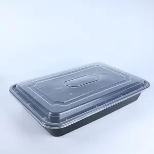 Wholesale Disposable 58OZ Rectangle Stacked Plastic Meal Prep Containers 1-Compartment Take Away Food Storage Eco Safe American