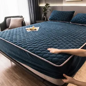 Queen Size Luxus Samt Matratzen schoner Fitted Matratzen bezug für Bett Deep Pocket