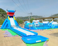 Toboggan aquatique gonflable en PVC pour extérieur, très demandé, avec piscine, souffleur de qualité commerciale inclus, livraison porte-à-porte, en stock