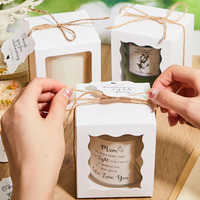 B635 bougie blanche Transparent cadeau emballage boîte papier merci étiquette faisceau chanvre corde mariage anniversaire vide bougie pot et boîte