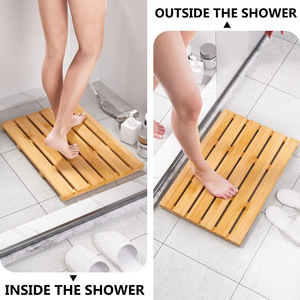 Alfombra de Baño de Bambú Rectangular Antideslizante, Alfombra de Ducha de Diseño Nórdico - Product Image 3