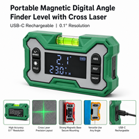 Détecteur d'angle numérique magnétique portable avec laser vert, inclinomètre 0.1, rechargeable USB-C pour la construction