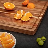 Acacia snijplank extra groot rechthoekig houten snijplank met sapgoot voor vlees en groenten