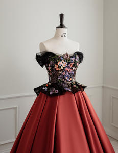 Abito <span class=keywords><strong>da</strong></span> sera retrò elegante <span class=keywords><strong>da</strong></span> banchetto monospalla senza spalline ricamato - Product Image 4