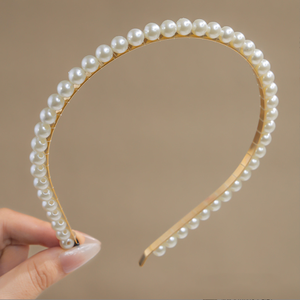 Hot <span class=keywords><strong>Sale</strong></span> Einfache Perlen Stirnband Geflochtene Perle Haar Reifen Mädchen Kopfschmuck Perle Stirnband - Product Image 5