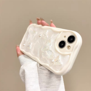 Coque de téléphone portable en silicone de luxe pour femmes, style coréen, avec paillettes époxy papillon perlé, pour iPhone 16 Pro Max, 14, 15, 13, 12, 11, Xsmax - Product Image 5