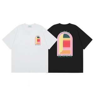 Camiseta de Algodón con Estampado Arqueado del Logotipo Clásico de <span class=keywords><strong>Casablanca</strong></span>, Camiseta de Manga Corta Informal de Lujo y Alta Calidad para Uso Diario - Product Image 6