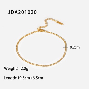 Wholesale 18k PVD <b>Gold</b> Plated Figaro Chain <b>Anklet</b> Stainless Steel Bracelet for Women - Product Image 2