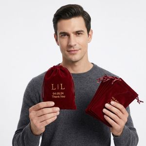 Sacs de maquillage professionnels personnalisés en velours doux, écologiques, résistants aux chocs, avec cordon de serrage et logo, pour parfums et perruques - Vente en gros - Product Image 3