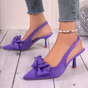 Womens Plus Size Pointed Toe Butterfly Bow <b>Sandals</b> Summer Slim Heel Fashion High Heeled Dress Shoes - Product Image 4