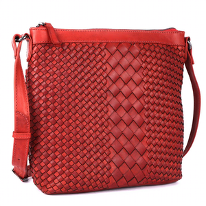 New Arrival Women's Genuine Leather Cross Body Bag Diamond Lattice Pattern Zipper Closure <b>Red</b> Daily Use <b>Handbag</b> From India - Product Image 2