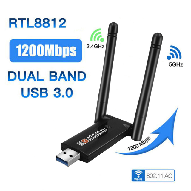 EATPOW 1200M Dual Band Wireless AC USB Adapter with External 2 Antenna 1 X AC1200 USB WiFi Adapter 5.8GHz&2.4GHz for Pc Macbook