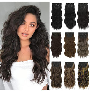 ผมต่อแบบหยิกคาเนคาลอน ความหนาแน่น 180% ชุด 4 ชิ้น สำหรับทุกรูปหน้า ผมยาวแบบลอนสังเคราะห์ ติดคลิป - Product Image 1