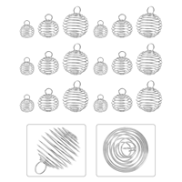 DIY Printemps Vintage Fil Spirale Perle Cage Pendentifs En Acier Inoxydable Ressort De Compression