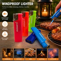 Briquet en plastique chinois en gros, personnalisé avec logo et marque OEM, coupe-vent, rechargeable au gaz butane, en vrac