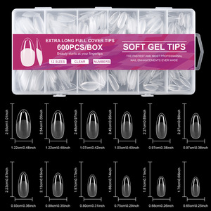 BIN 600 pz/scatola Punte per Unghie in Gel Morbido Opaco a Copertura Totale, Extra Corte, Quadrate, French, a Mandorla, a Coffin, per Estensione Unghie Finte - Product Image 3