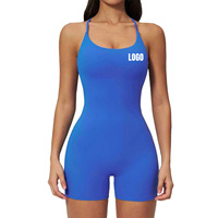 Combinaison de yoga dos nu personnalisée pour femme, couleur unie, effet push-up, pour la gym et le fitness, séchage rapide, respirante, une pièce