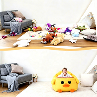 Housse de pouf lavable, grande, design canard de dessin animé, pour rangement créatif de jouets et animaux en peluche, idéale pour canapés paresseux